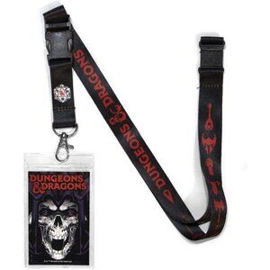 Dungeons and Dragons RPG Logos Lanyard with Skull Badge Holder NEW‎